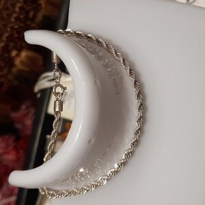 Vintage Solid Sterling Silver Rope Chain Bracelet 7"